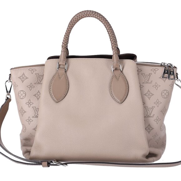 Louis Vuitton Haumea Mahina Satchel Handbag M55031 Galet Grey Leather Tassel - Picture 7 of 17